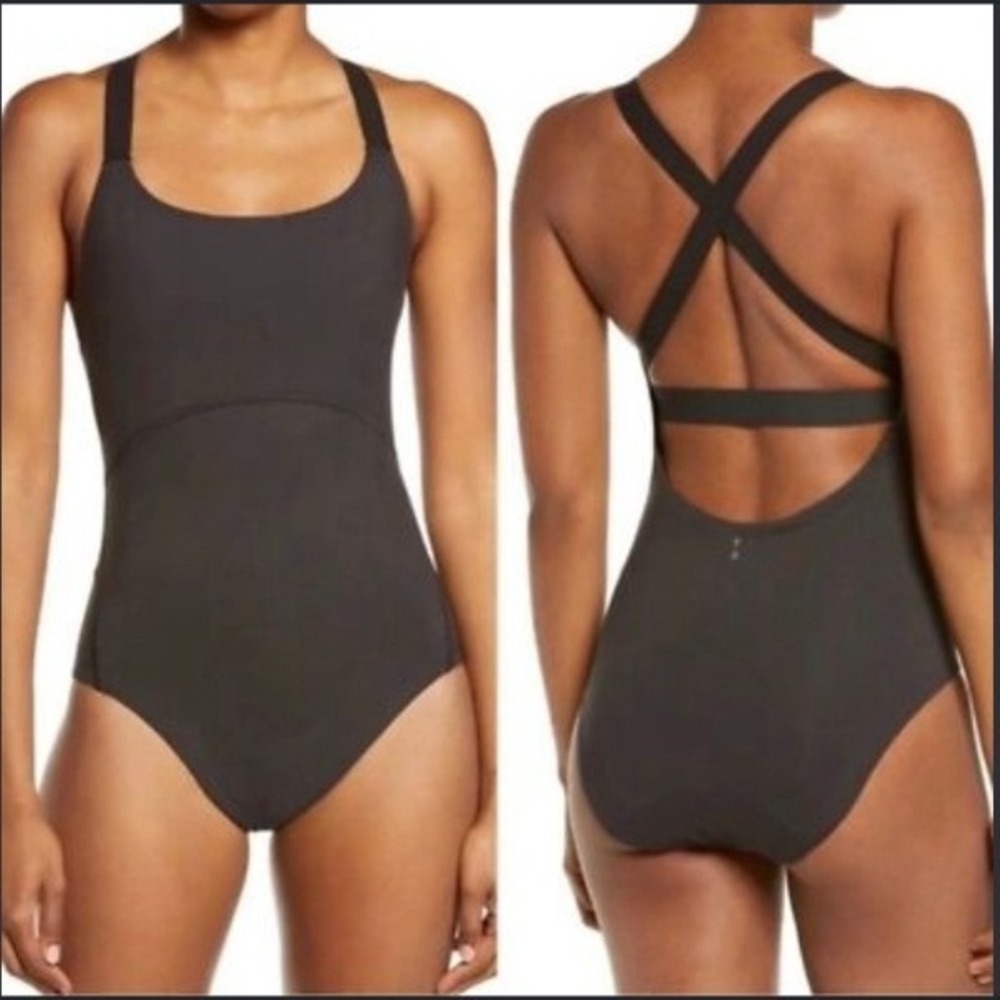 Thinx Women's Size Medium Super Absorbency Leotard Black Sleeveless Activewear